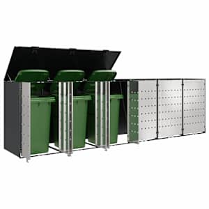 Úložný box na 3 popelnice Antracit 340 x 77,5 x 115,5 cm Ocel - obrázek 3