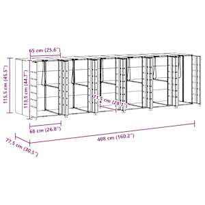 Úložný box na 3 popelnice Antracit 340 x 77,5 x 115,5 cm Ocel - obrázek 12