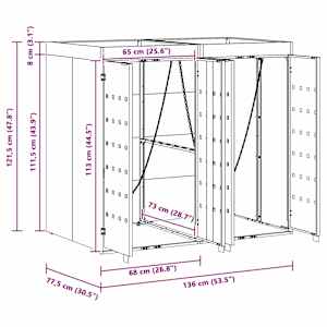 Úložný box na 3 popelnice Antracit 340 x 77,5 x 115,5 cm Ocel - obrázek 12