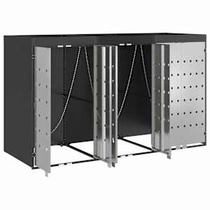 Úložný box na 3 popelnice Antracit 340 x 77,5 x 115,5 cm Ocel - obrázek 5