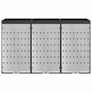 Úložný box na 3 popelnice Antracit 340 x 77,5 x 115,5 cm Ocel - obrázek 6