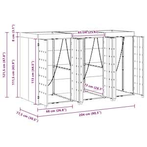 Úložný box na 3 popelnice Antracit 340 x 77,5 x 115,5 cm Ocel - obrázek 12