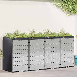 Úložný box na 3 popelnice Antracit 340 x 77,5 x 115,5 cm Ocel - obrázek 1