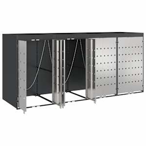 Úložný box na 3 popelnice Antracit 340 x 77,5 x 115,5 cm Ocel - obrázek 5
