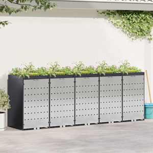 Úložný box na 3 popelnice Antracit 340 x 77,5 x 115,5 cm Ocel - obrázek 1