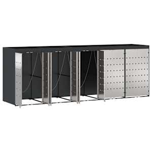 Úložný box na 3 popelnice Antracit 340 x 77,5 x 115,5 cm Ocel - obrázek 5