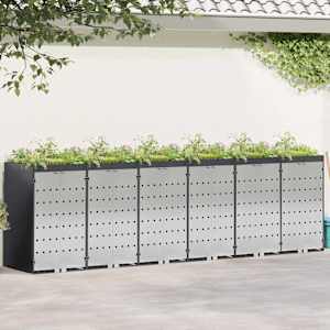 Úložný box na 3 popelnice Antracit 340 x 77,5 x 115,5 cm Ocel - obrázek 1