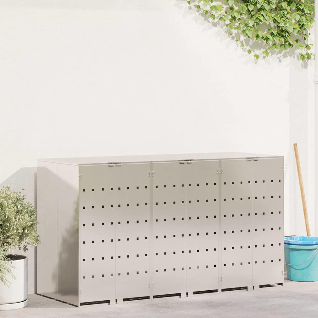 Produse și articole de uz casnic - Depozitare pentru 3 pubele Wheelie Argintiu