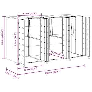 Úložný box na 3 popelnice Stříbrná 340 x 77,5 x 115,5 cm - obrázek 11