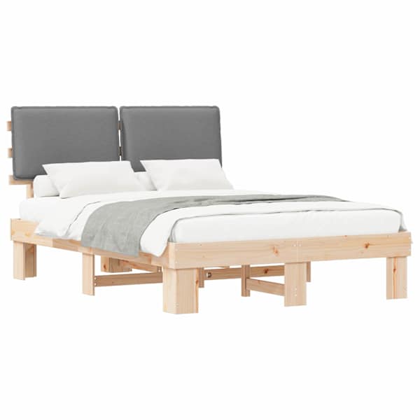 vidaXL Voodiraam Pehme Peatoega peaga Helehall 160 x 200 cm Tahke m&auml;nd