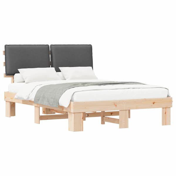 vidaXL Voodiraam Pehme Peatoega peaga Tumehall 160 x 200 cm Tahke m&auml;nd