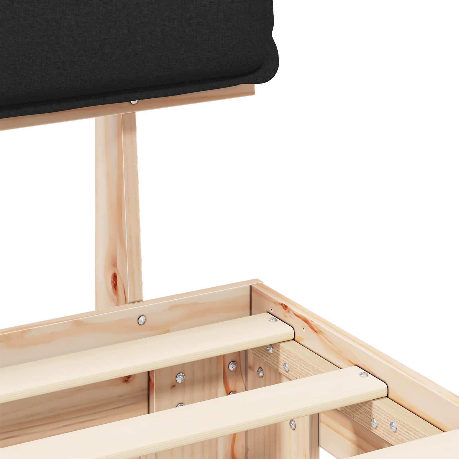 Voodiraam Pehme Peatoega peaga Must 160 x 200 cm Tahke mänd 8 Kõik vajalik sinu aeda ja koju! Voodiraam Pehme Peatoega peaga Must 160 x 200 cm Tahke mänd - Image 8