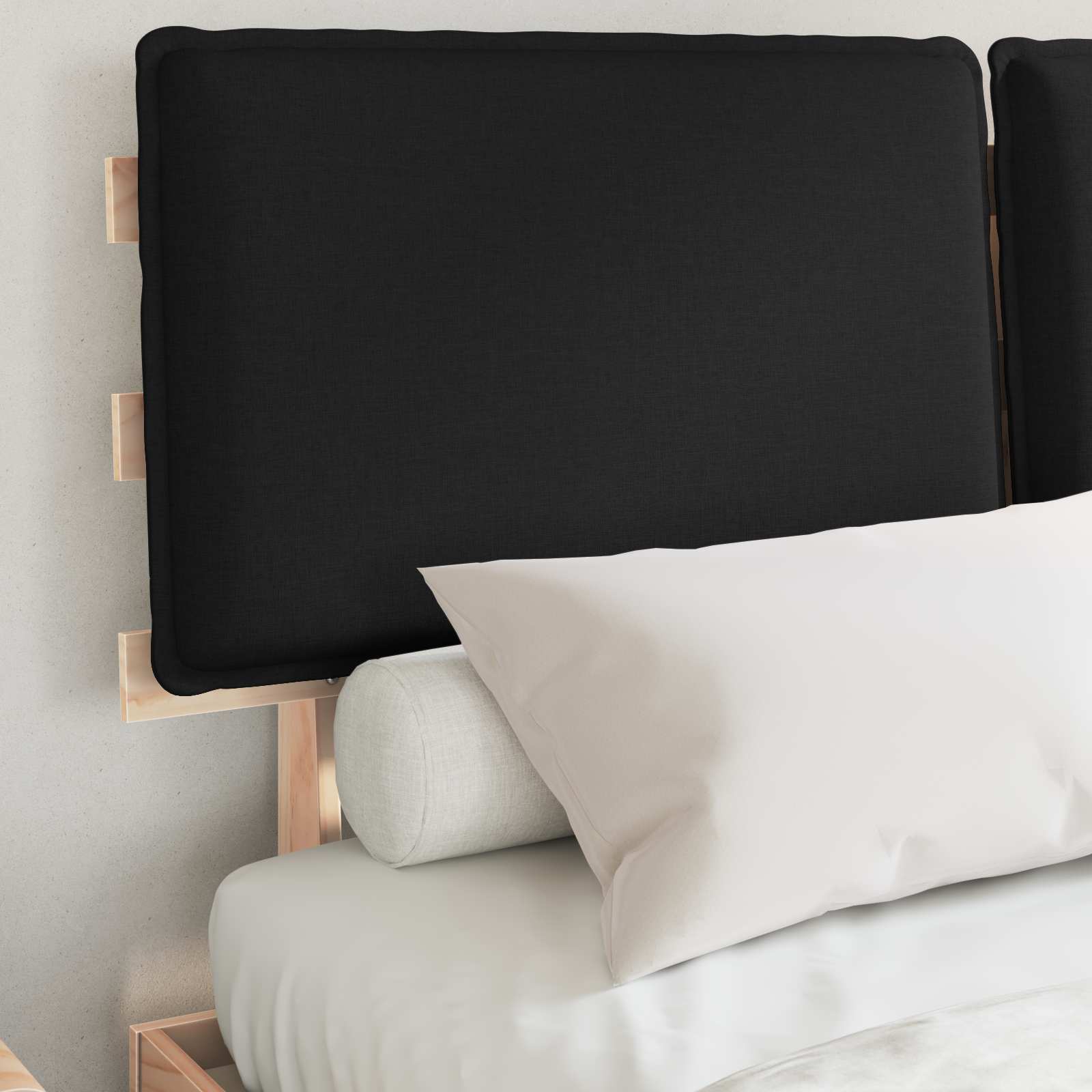 Voodiraam Pehme Peatoega peaga Must 160 x 200 cm Tahke mänd 3 Kõik vajalik sinu aeda ja koju! Voodiraam Pehme Peatoega peaga Must 160 x 200 cm Tahke mänd - Image 3