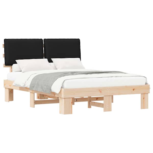 vidaXL Voodiraam Pehme Peatoega peaga Must 160 x 200 cm Tahke m&auml;nd
