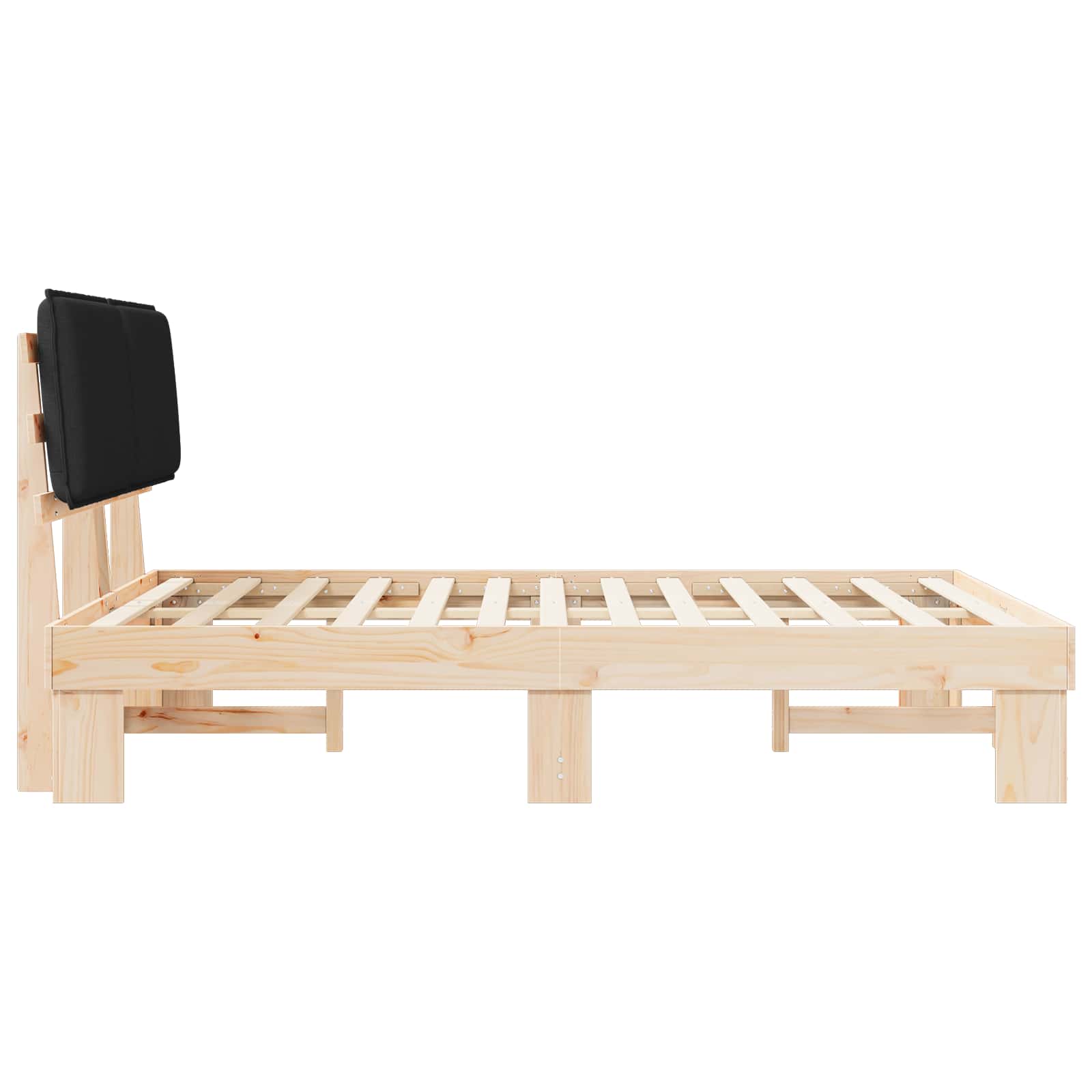 Voodiraam Pehme Peatoega peaga Must 160 x 200 cm Tahke mänd 6 Kõik vajalik sinu aeda ja koju! Voodiraam Pehme Peatoega peaga Must 160 x 200 cm Tahke mänd - Image 6