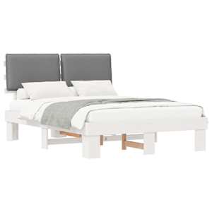vidaXL Voodiraam Pehme Peatoega peaga Helehall 160 x 200 cm Tahke m&auml;nd