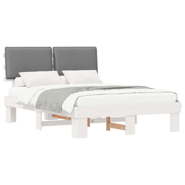 vidaXL Voodiraam Pehme Peatoega peaga Helehall 160 x 200 cm Tahke m&auml;nd