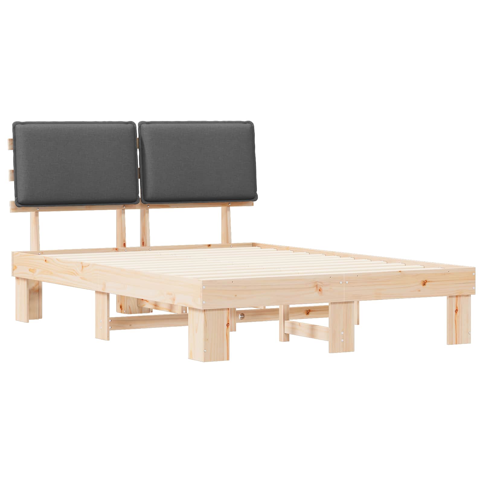 Voodiraam Pehme Peatoega peaga Tumehall 150 x 200 cm Tahke mänd 4 Kõik vajalik sinu aeda ja koju! Voodiraam Pehme Peatoega peaga Tumehall 150 x 200 cm Tahke mänd - Image 4