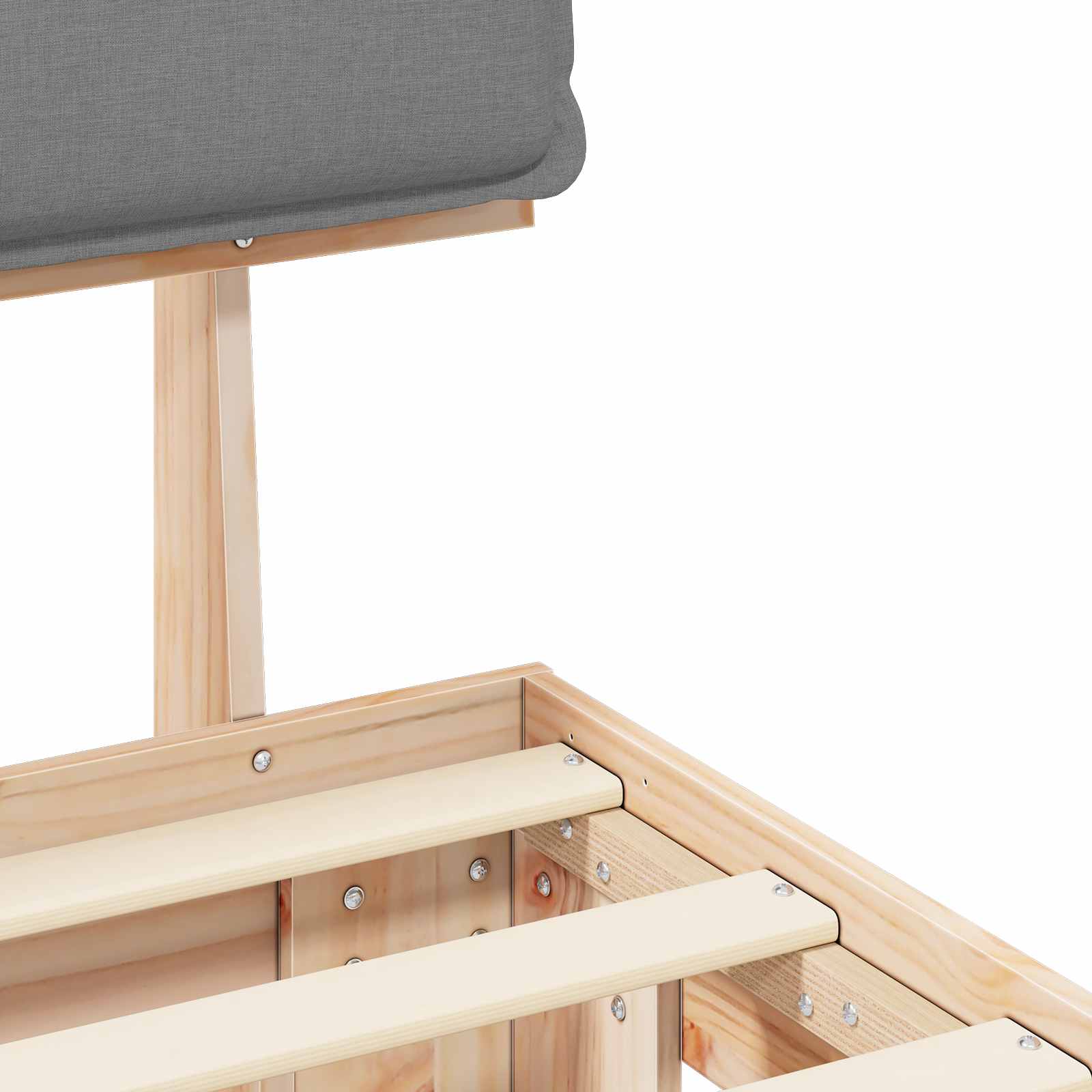 Voodiraam Pehme Peatoega peaga Helehall 120 x 200 cm Tahke mänd 8 Kõik vajalik sinu aeda ja koju! Voodiraam Pehme Peatoega peaga Helehall 120 x 200 cm Tahke mänd - Image 8