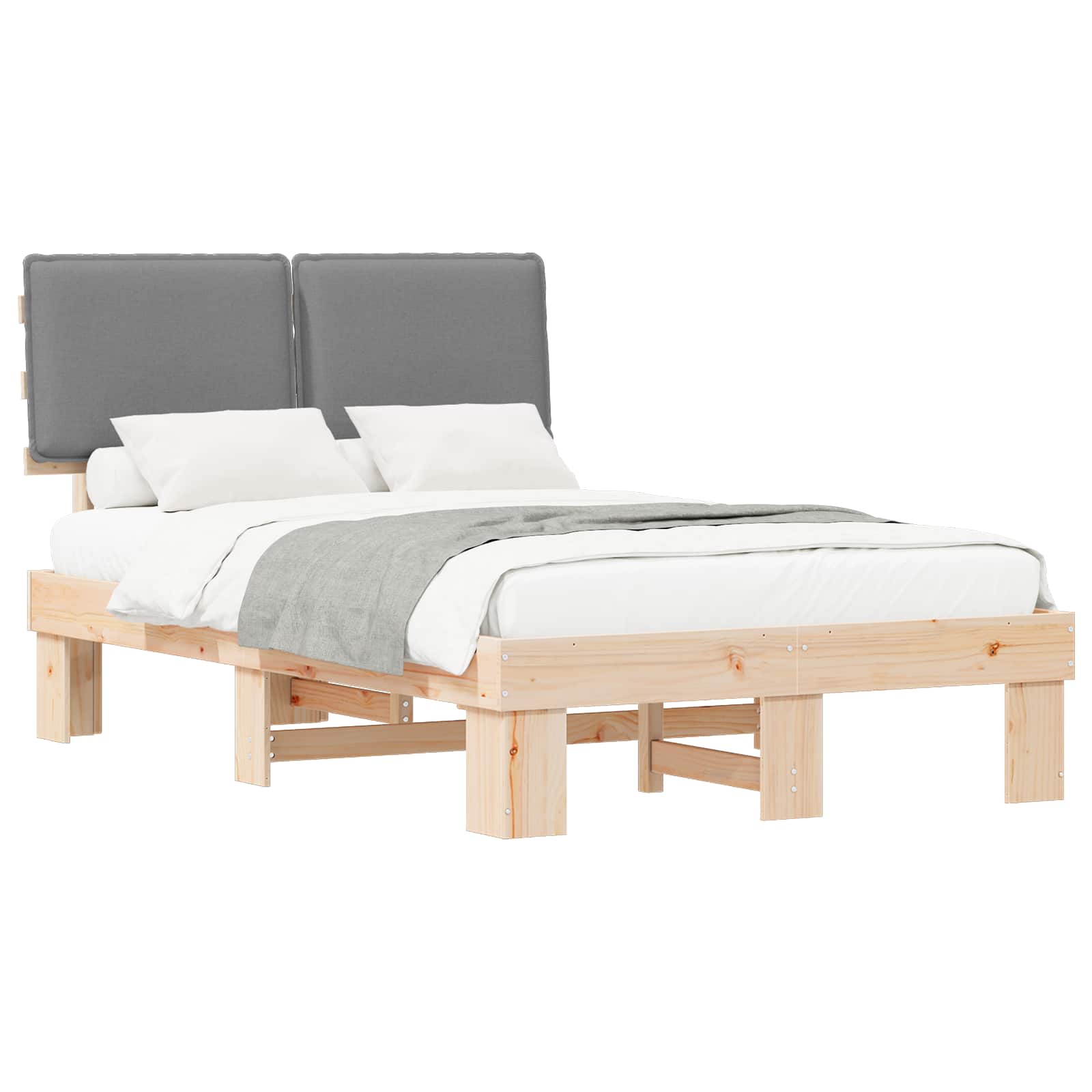 vidaXL Bedframe met Gevoerd Hoofdgedeelte Lichtgrijs 120 x 200 cm, foto 3
