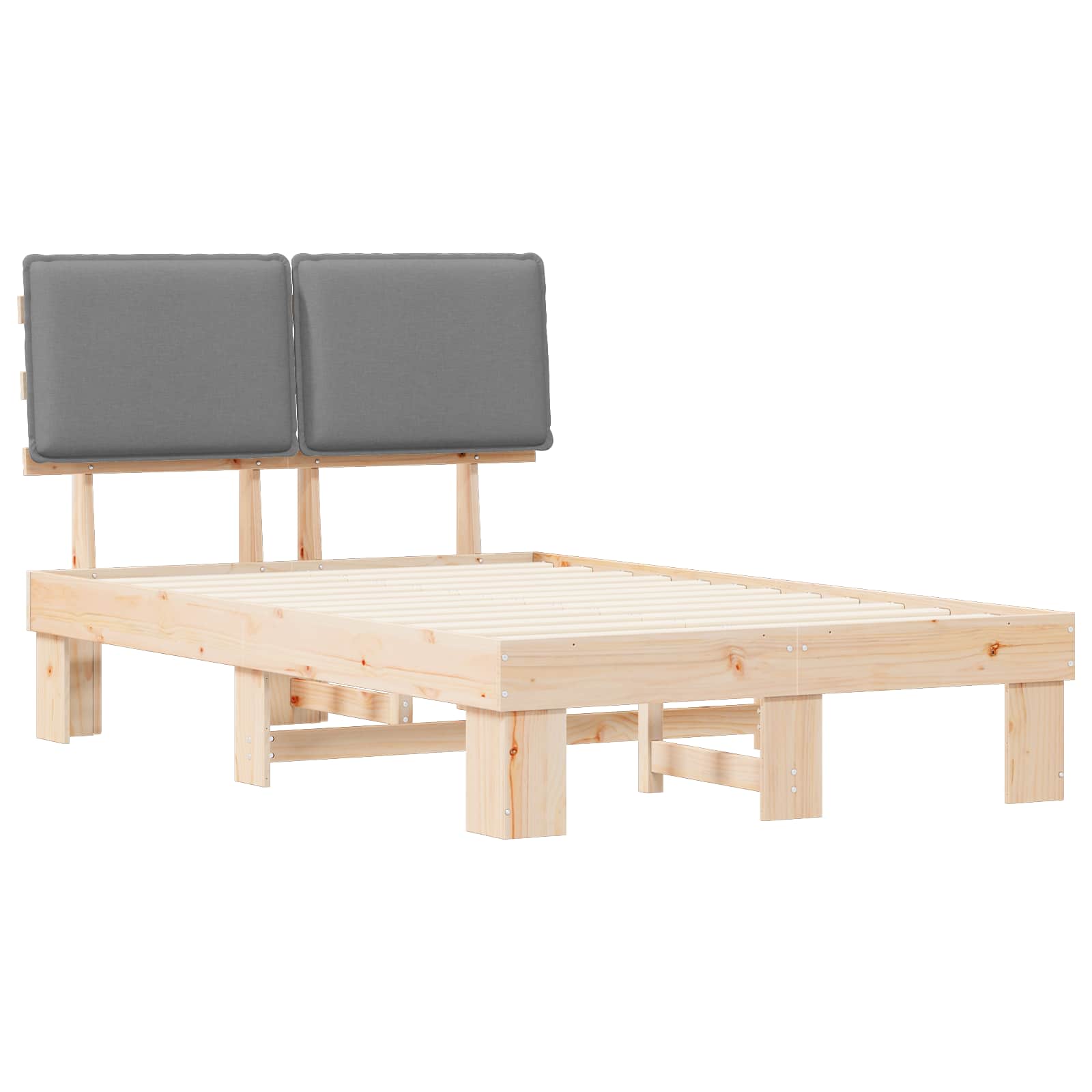 Voodiraam Pehme Peatoega peaga Helehall 120 x 200 cm Tahke mänd 4 Kõik vajalik sinu aeda ja koju! Voodiraam Pehme Peatoega peaga Helehall 120 x 200 cm Tahke mänd - Image 4