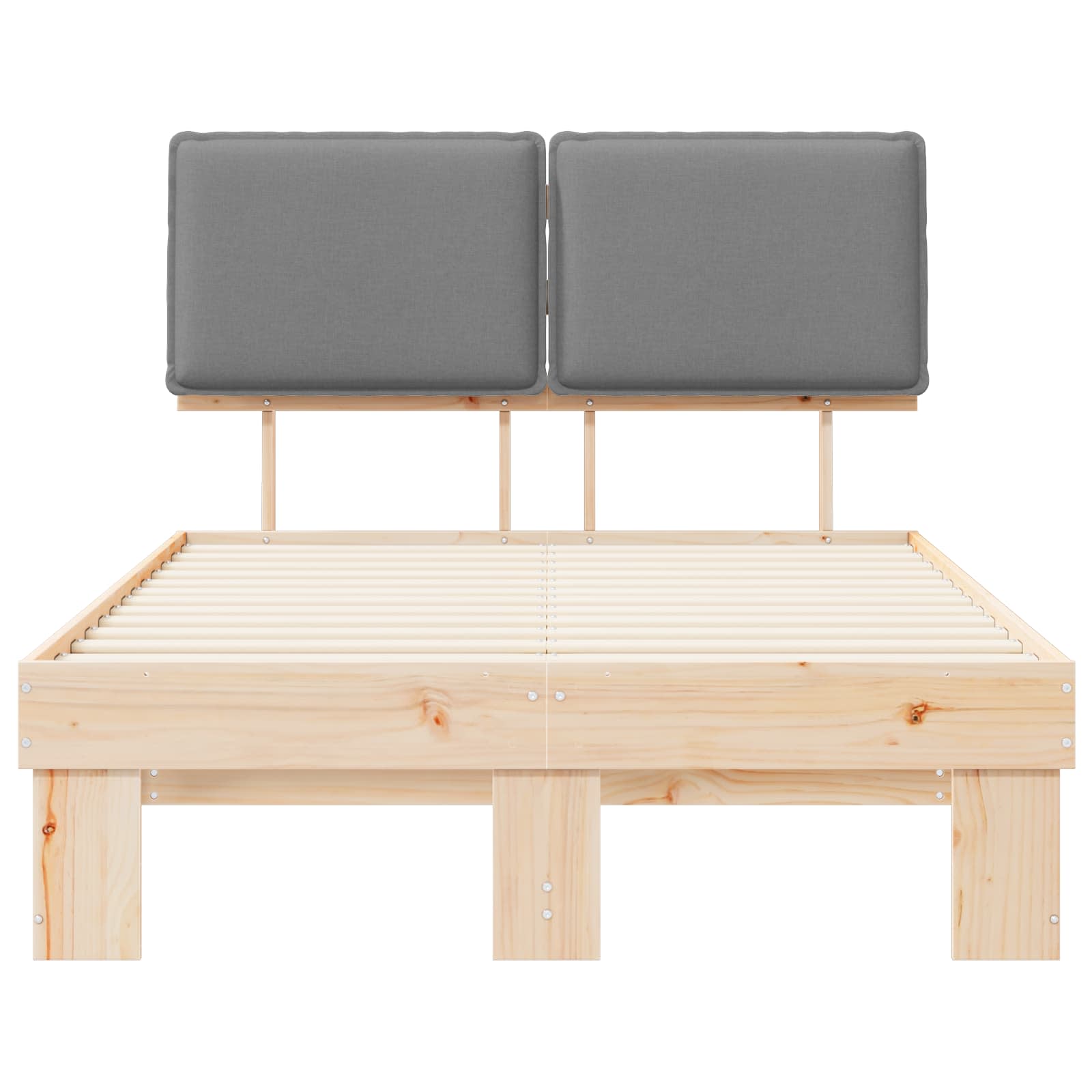 Voodiraam Pehme Peatoega peaga Helehall 120 x 200 cm Tahke mänd 5 Kõik vajalik sinu aeda ja koju! Voodiraam Pehme Peatoega peaga Helehall 120 x 200 cm Tahke mänd - Image 5