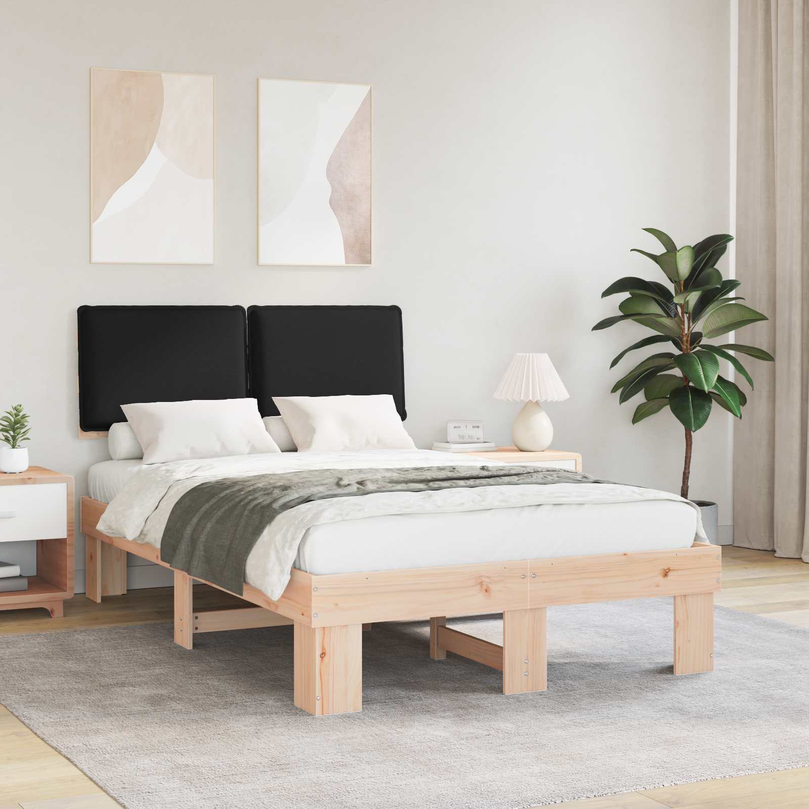 vidaXL Bettgestell mit gepolstertem Kopfteil Schwarz 120 x 200 cm