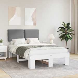 Posteljni okvir z oblazinjenim vzglavjem Svetlo siva