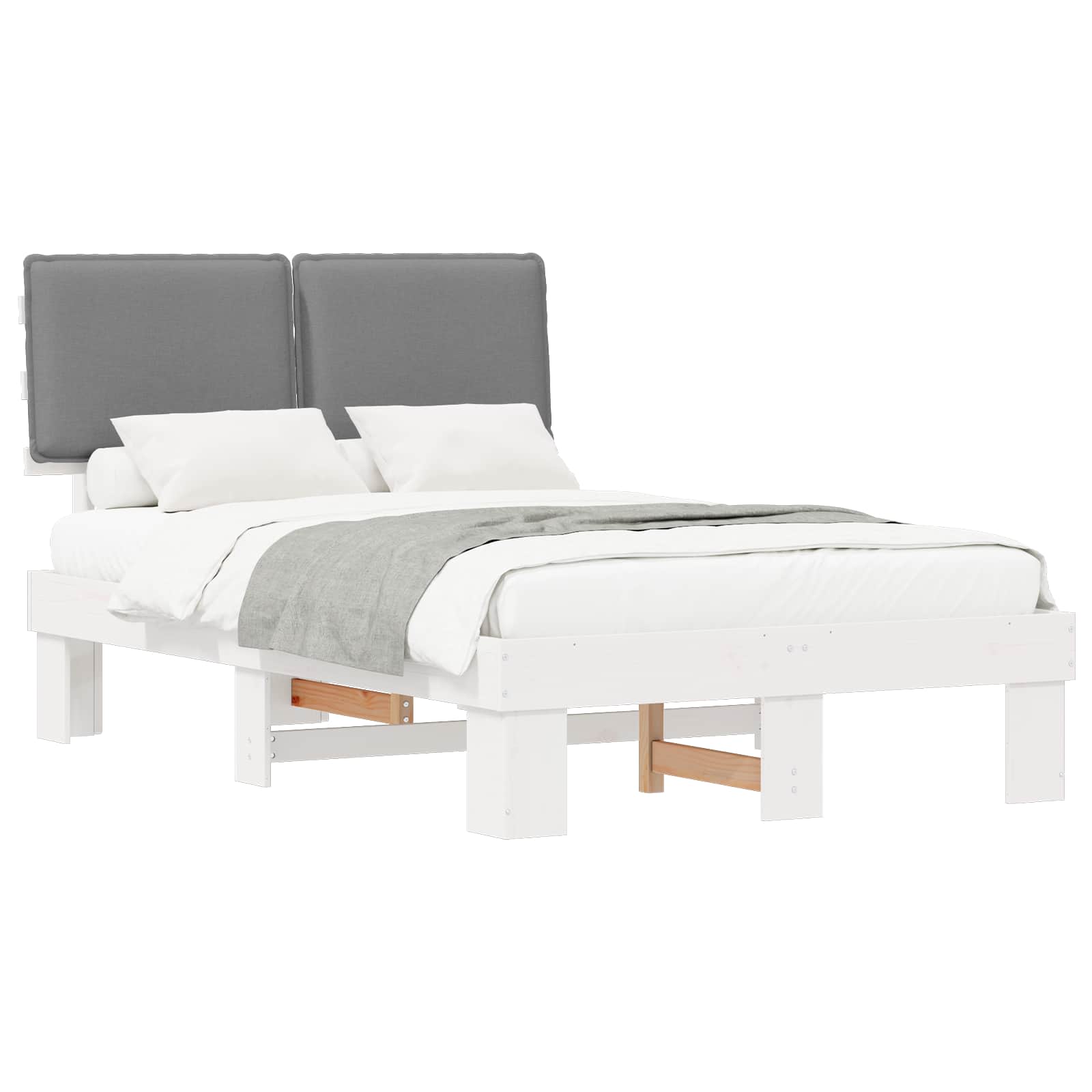 vidaXL Bedframe met Gevoerd Hoofdgedeelte Lichtgrijs 120 x 200 cm, foto 3