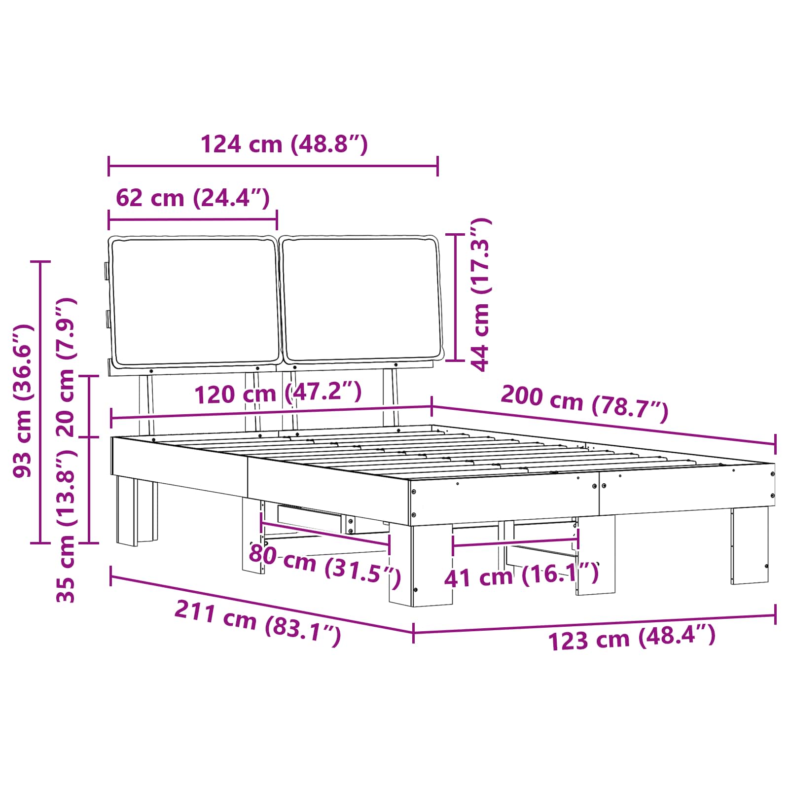 Voodiraam Pehme Peatoega peaga Helehall 120 x 200 cm Tahke mänd 11 Kõik vajalik sinu aeda ja koju! Voodiraam Pehme Peatoega peaga Helehall 120 x 200 cm Tahke mänd - Image 11