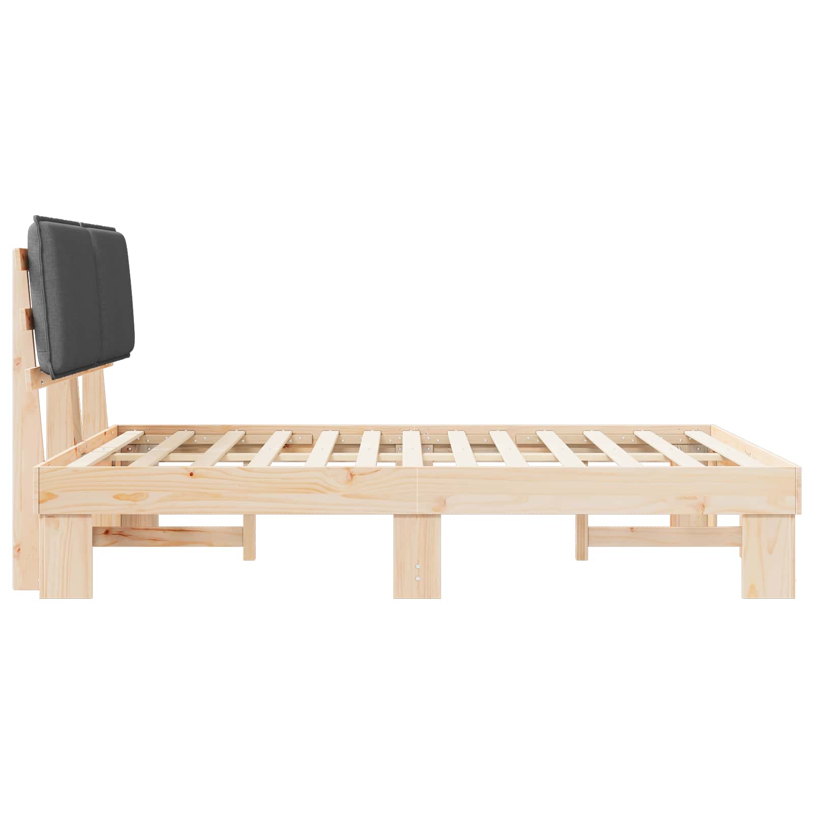 Voodiraam Pehme Peatoega peaga Tumehall 140 x 190 cm Tahke mänd 6 Kõik vajalik sinu aeda ja koju! Voodiraam Pehme Peatoega peaga Tumehall 140 x 190 cm Tahke mänd - Image 6