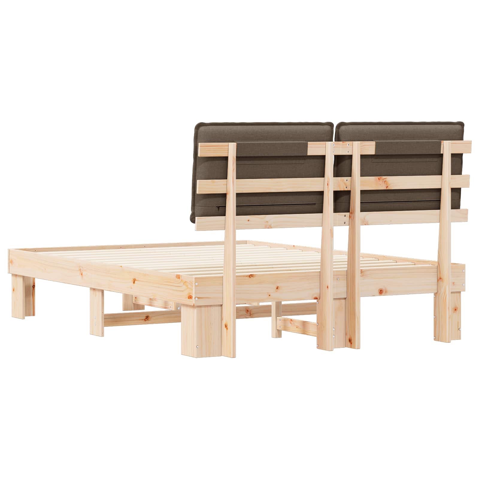 Voodiraam Pehme Peatoega Pruunikashall 135 x 190 cm Tahke mänd 7 Kõik vajalik sinu aeda ja koju! Voodiraam Pehme Peatoega Pruunikashall 135 x 190 cm Tahke mänd - Image 7