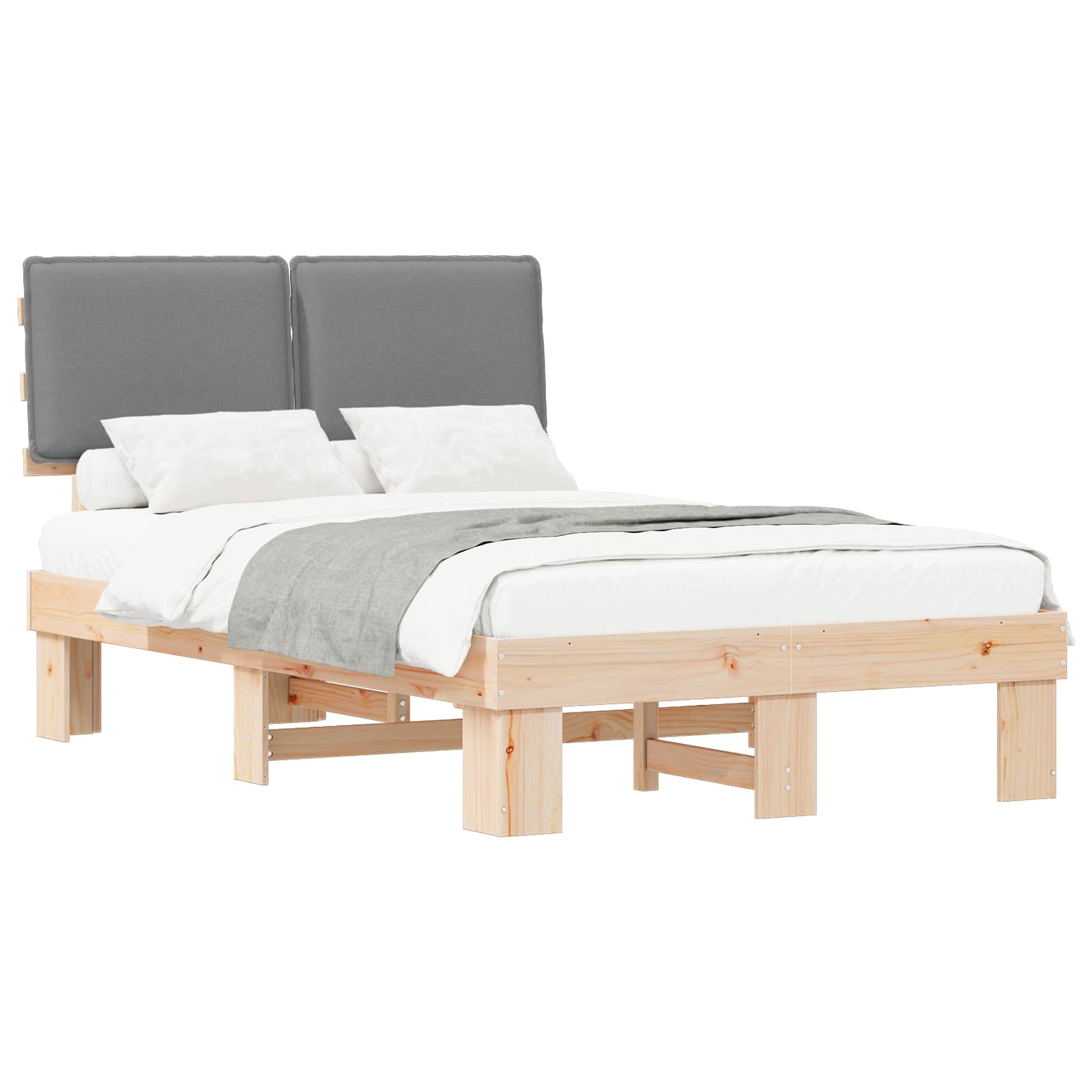 vidaXL Bedframe met Gevoerd Hoofdgedeelte Lichtgrijs 120 x 190 cm, foto 3