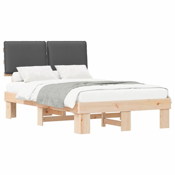 vidaXL Voodiraam Pehme Peatoega peaga Tumehall 120 x 190 cm Tahke m&auml;nd