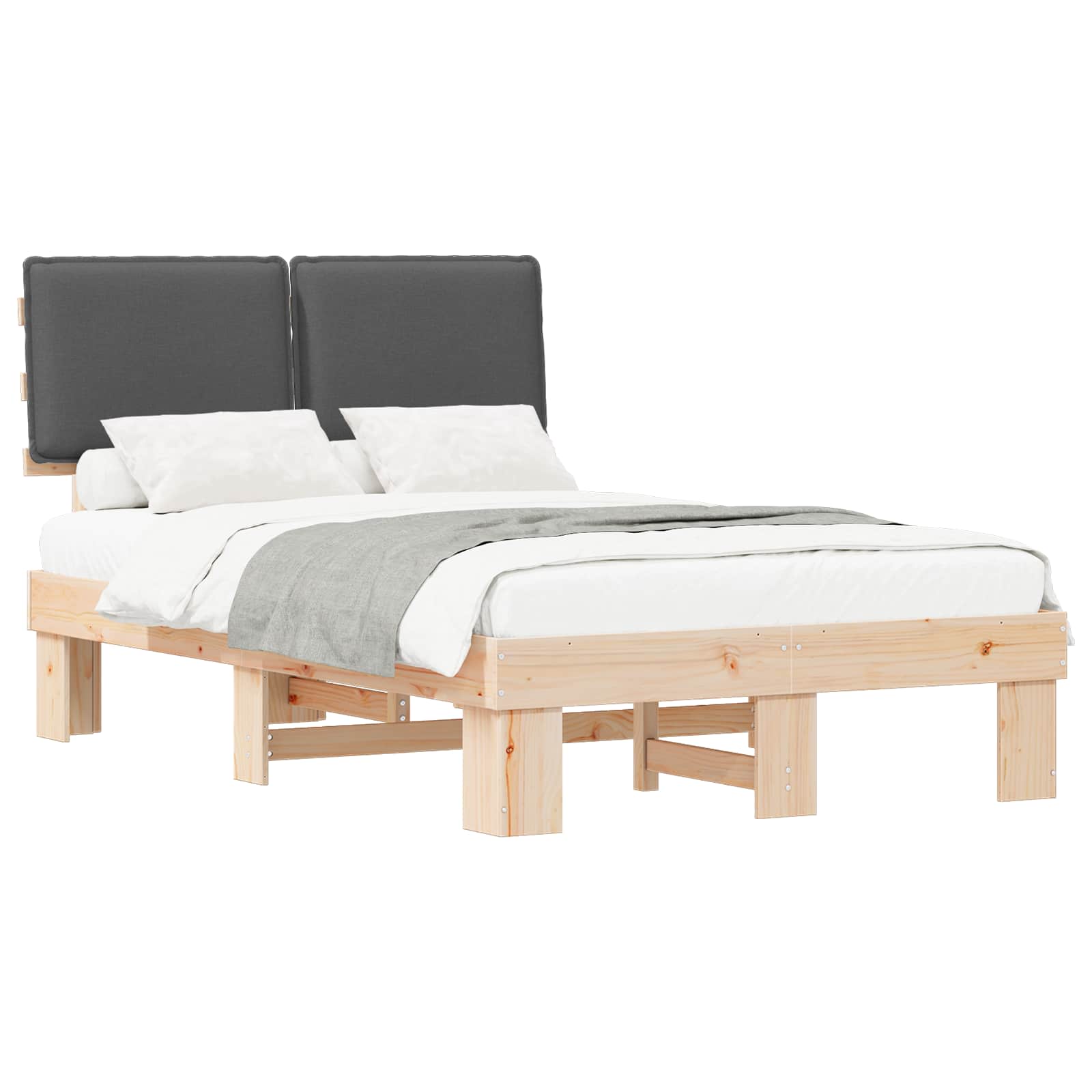 vidaXL Bedframe met Gevoerd Hoofdgedeelte Donkergrijs 120 x 190 cm grijs, foto 3