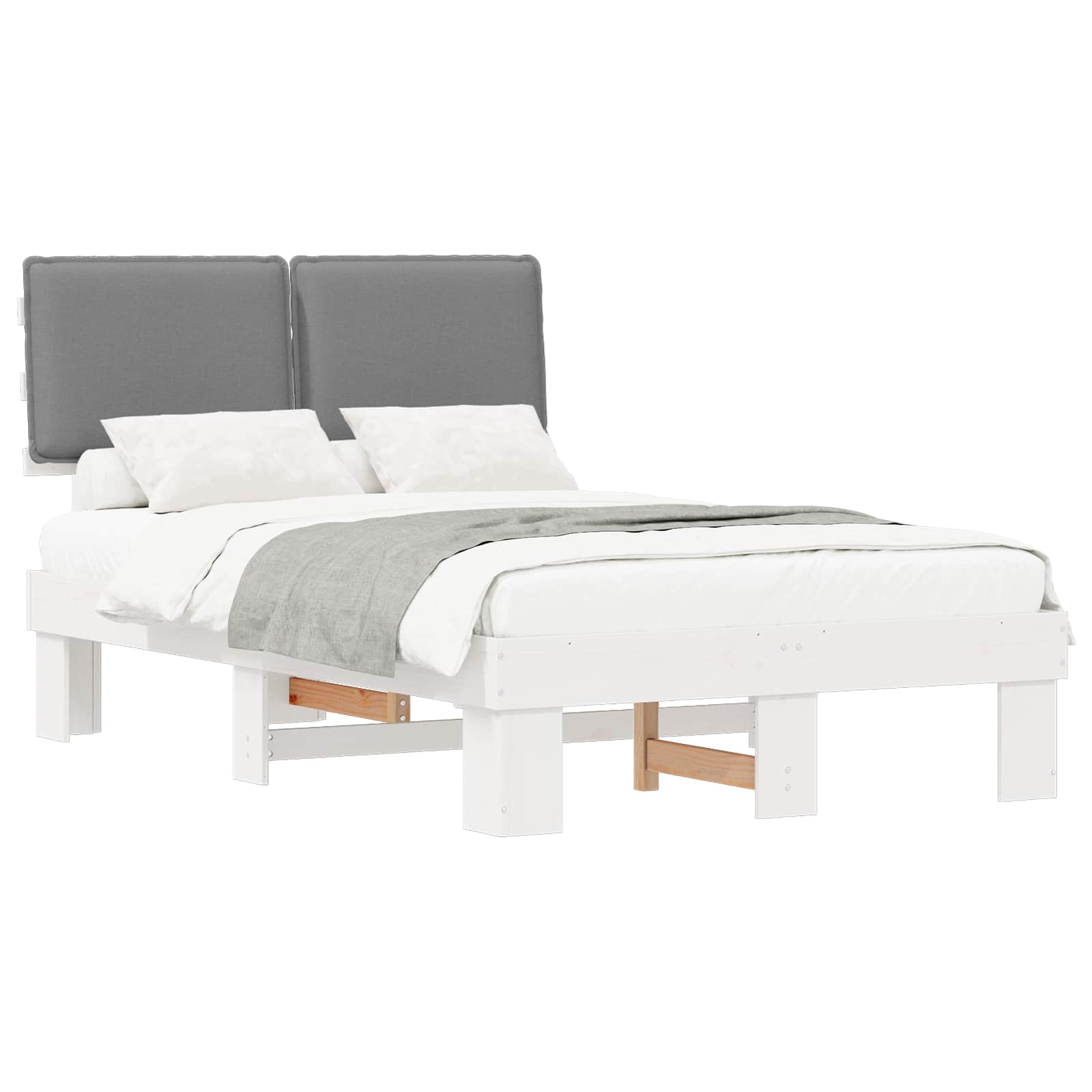 vidaXL Bedframe met Gevoerd Hoofdgedeelte Lichtgrijs 120 x 190 cm, foto 3