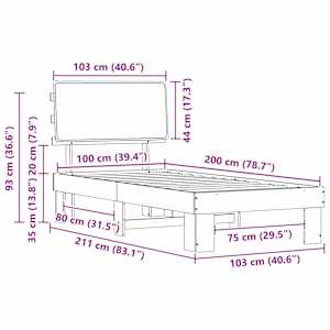 Rám postele s čalouněným čelem s čelo Světle šedá 100 x 200 cm - obrázek 11