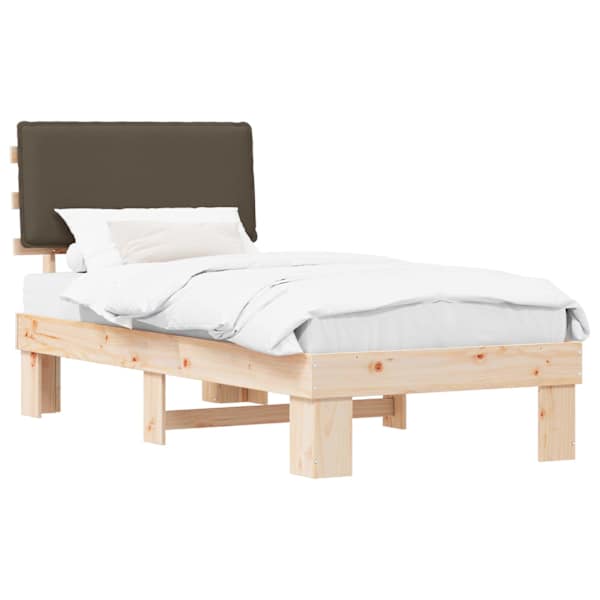 vidaXL Voodiraam Pehme Peatoega Pruunikashall 90 x 200 cm Tahke m&auml;nd