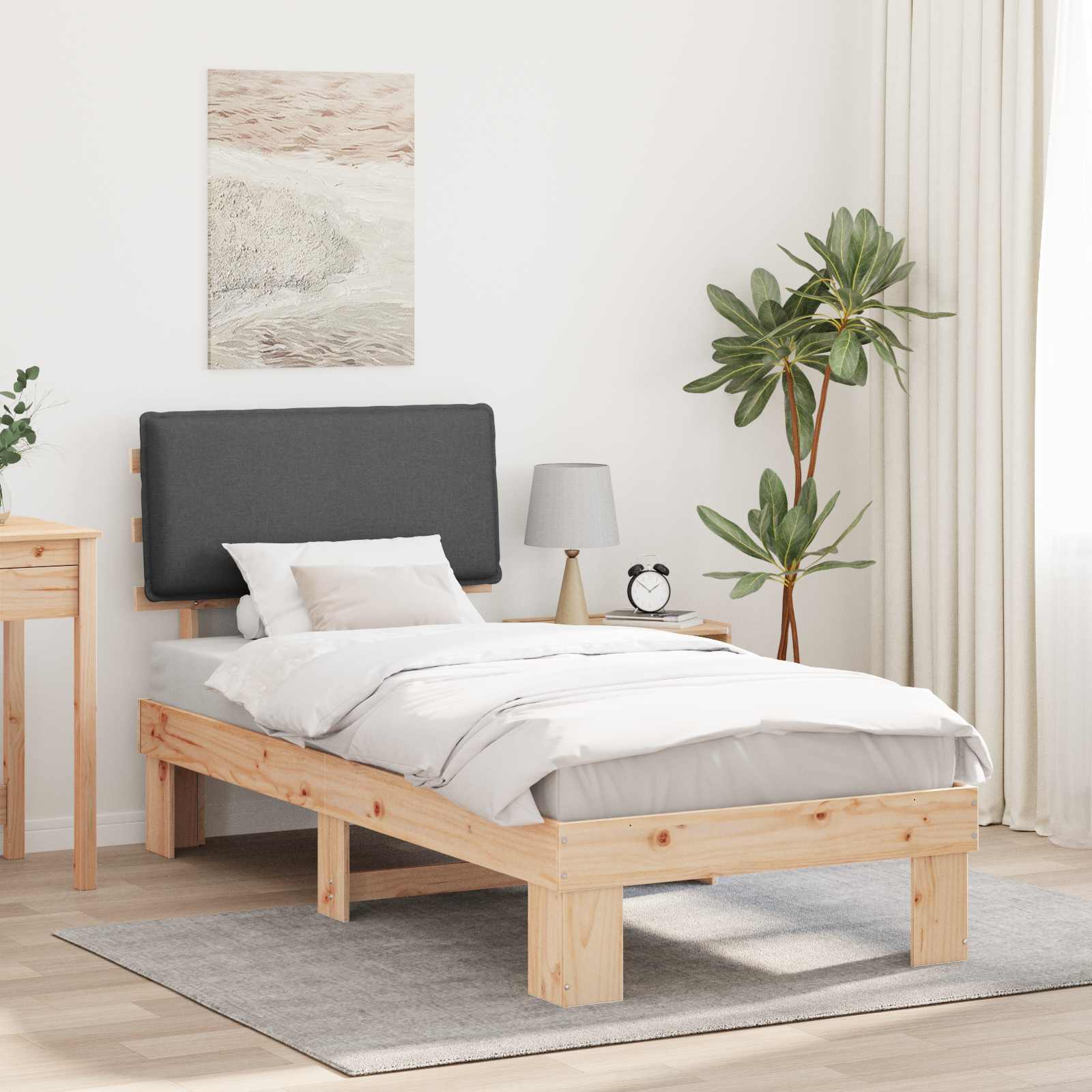 vidaXL Cadru de pat cu tăblie tapițată Gri închis 80 x 200 cm