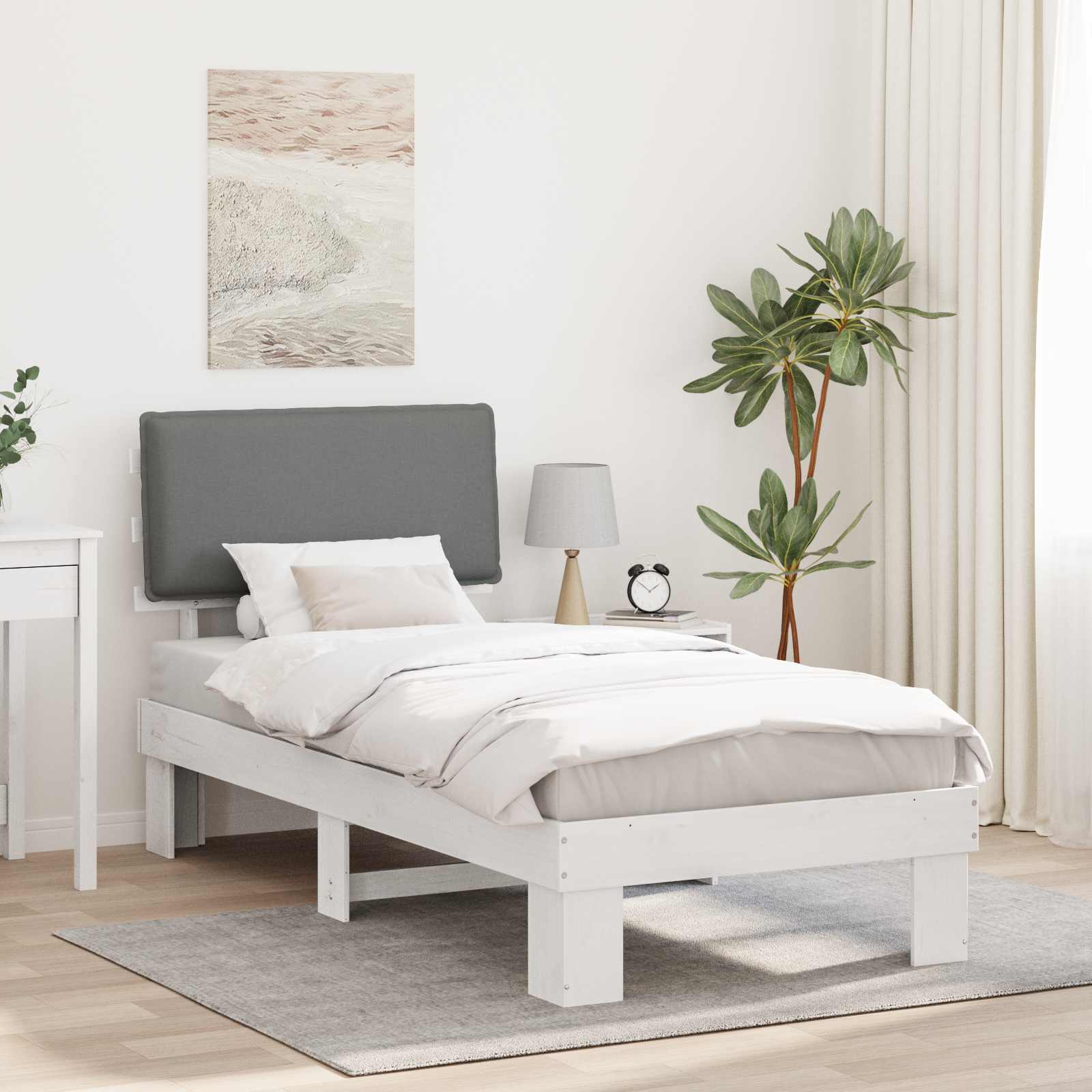 vidaXL Cadru de pat cu tăblie tapițată Gri deschis 90 x 190 cm