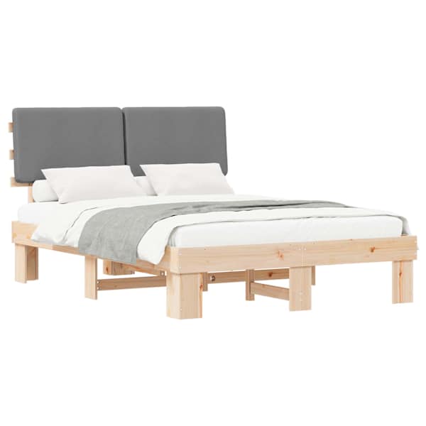 vidaXL Voodiraam Pehme Peatoega peaga Helehall 160 x 200 cm Tahke m&auml;nd