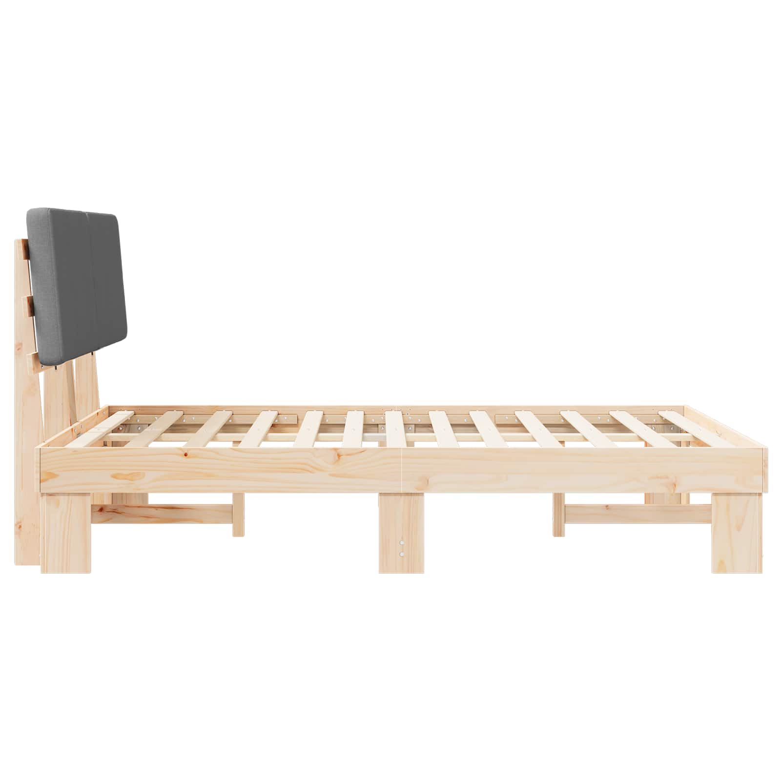 Voodiraam Pehme Peatoega peaga Tumehall 160 x 200 cm Tahke mänd - Image 6