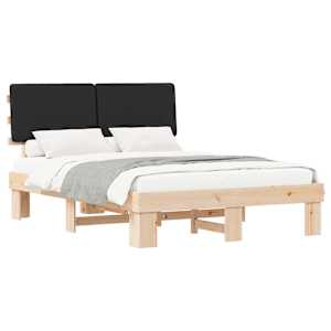 vidaXL Voodiraam Pehme Peatoega peaga Must 160 x 200 cm Tahke m&auml;nd