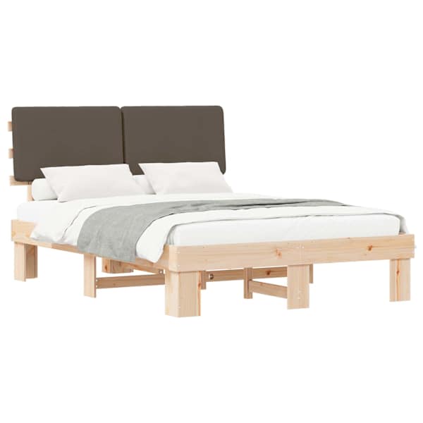 vidaXL Voodiraam Pehme Peatoega Pruunikashall 160 x 200 cm Tahke m&auml;nd