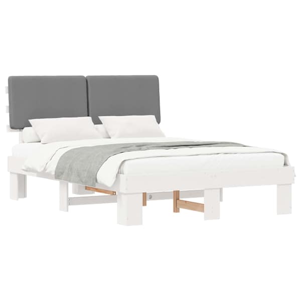 vidaXL Voodiraam Pehme Peatoega peaga Helehall 160 x 200 cm Tahke m&auml;nd