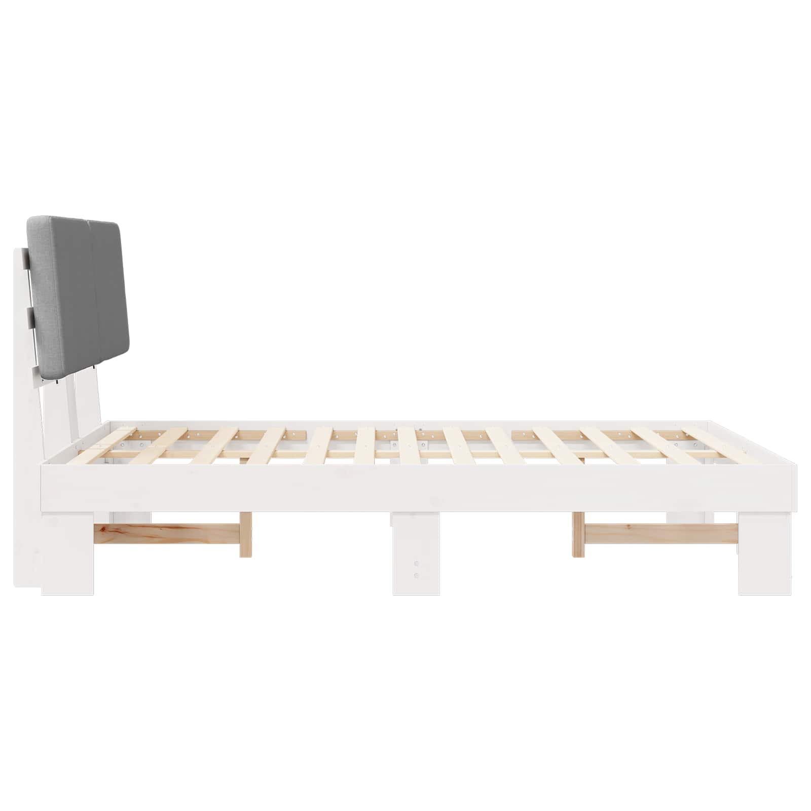 Voodiraam Pehme Peatoega peaga Helehall 160 x 200 cm Tahke mänd - Image 6