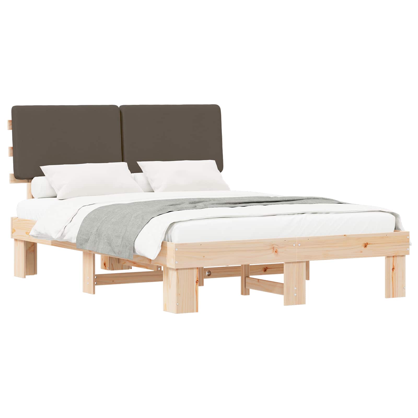 vidaXL Bedframe met Gevoerd Hoofdgedeelte Taupe 140 x 200 cm, foto 3