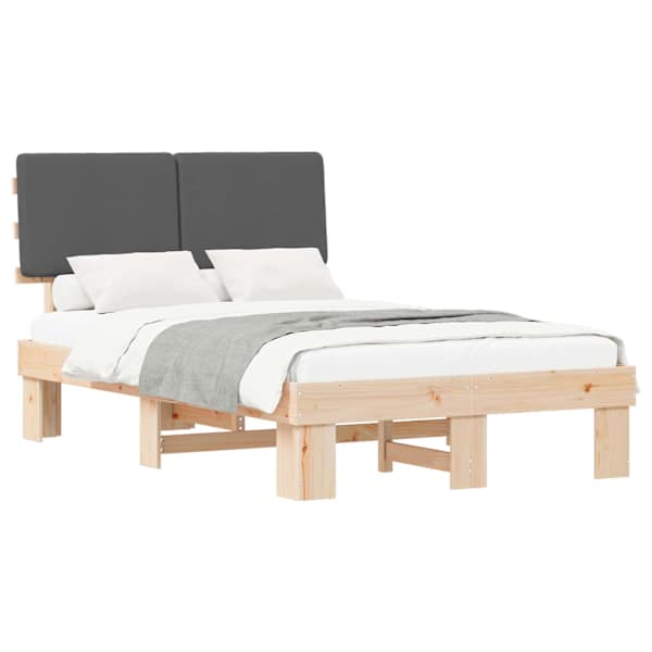 vidaXL Voodiraam Pehme Peatoega peaga Tumehall 120 x 200 cm Tahke m&auml;nd
