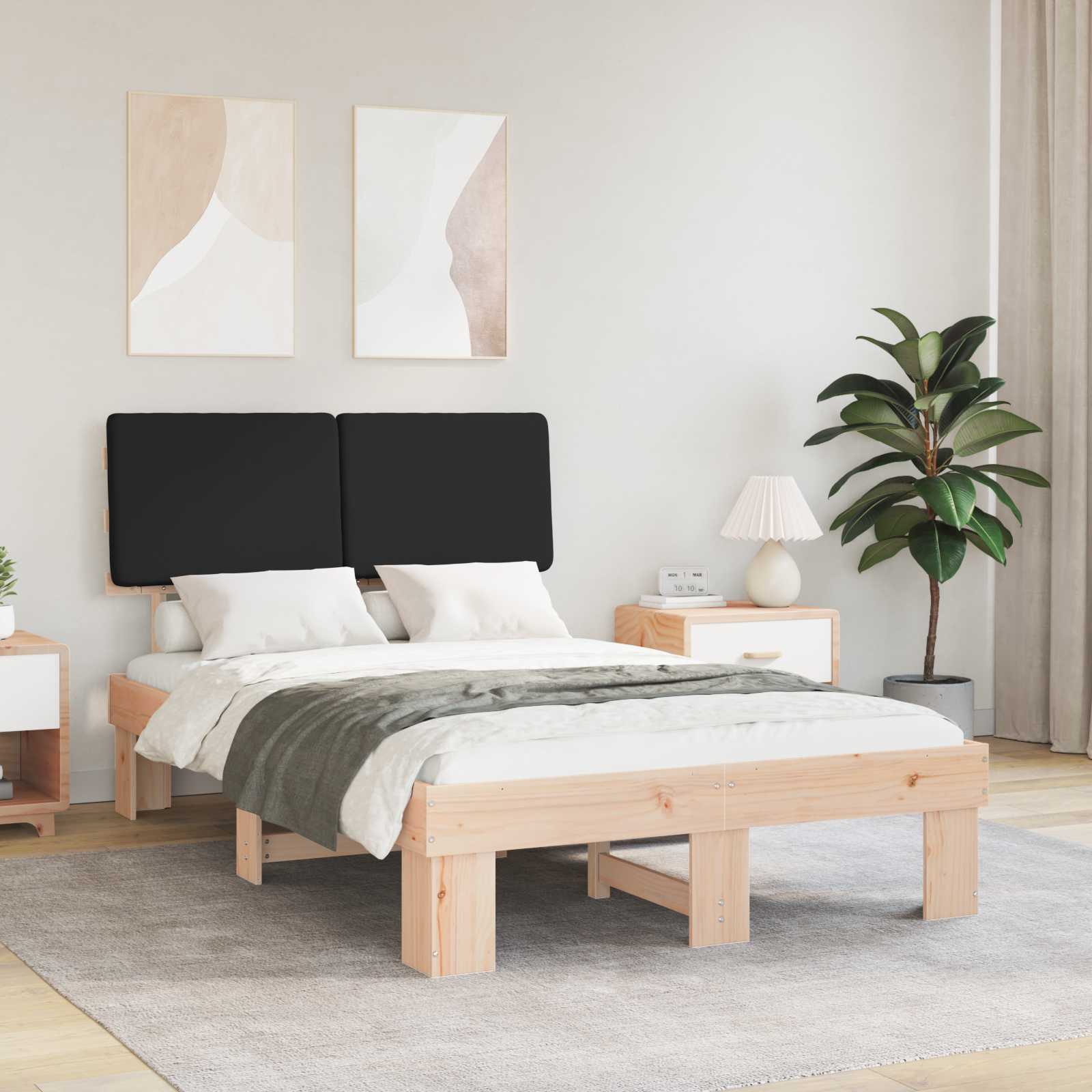 Paturi & cadre pat - Cadru de pat cu tăblie tapițată cu headboard Negru 120 x 200 cm