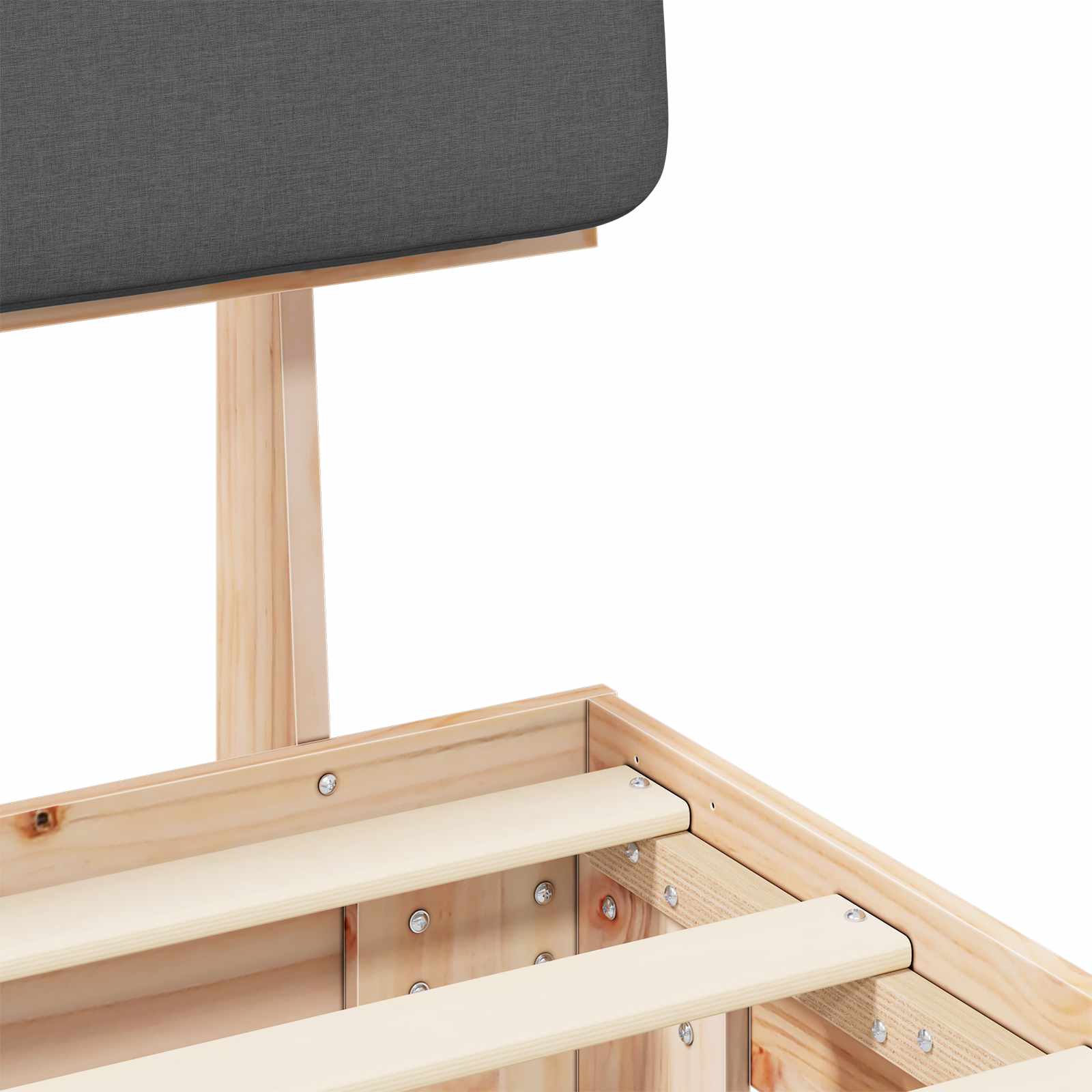 Voodiraam Pehme Peatoega peaga Tumehall 140 x 190 cm Tahke mänd - Image 8